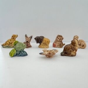 All 8 Vintage Wade Red Rose Tea Porcelain Figurines